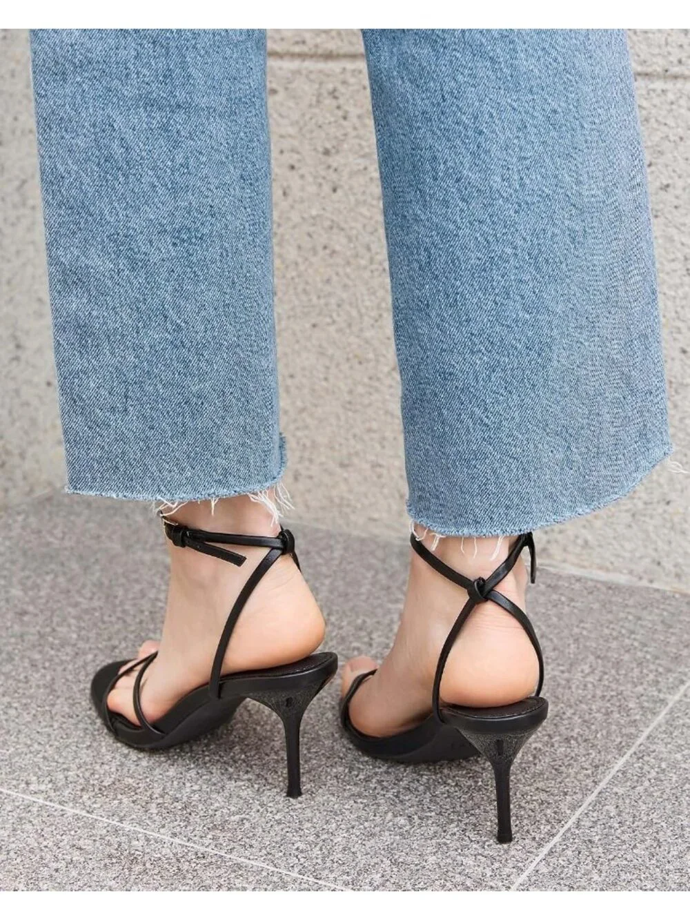 Women's Black Strappy High Heels Sandals Open Toe Ankle Strap Summer Dress Shoes